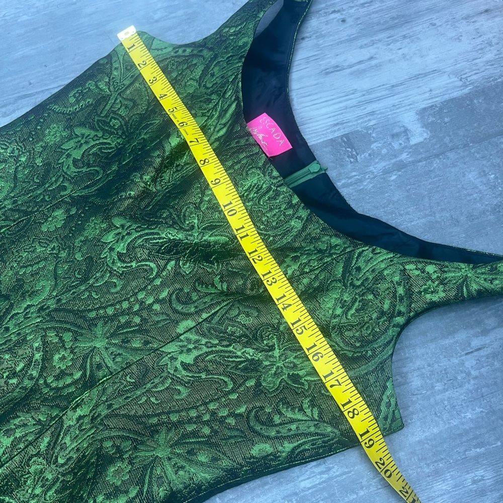 Escada Couture Green Paisley Silk Dress 40 - Picture 4 of 7